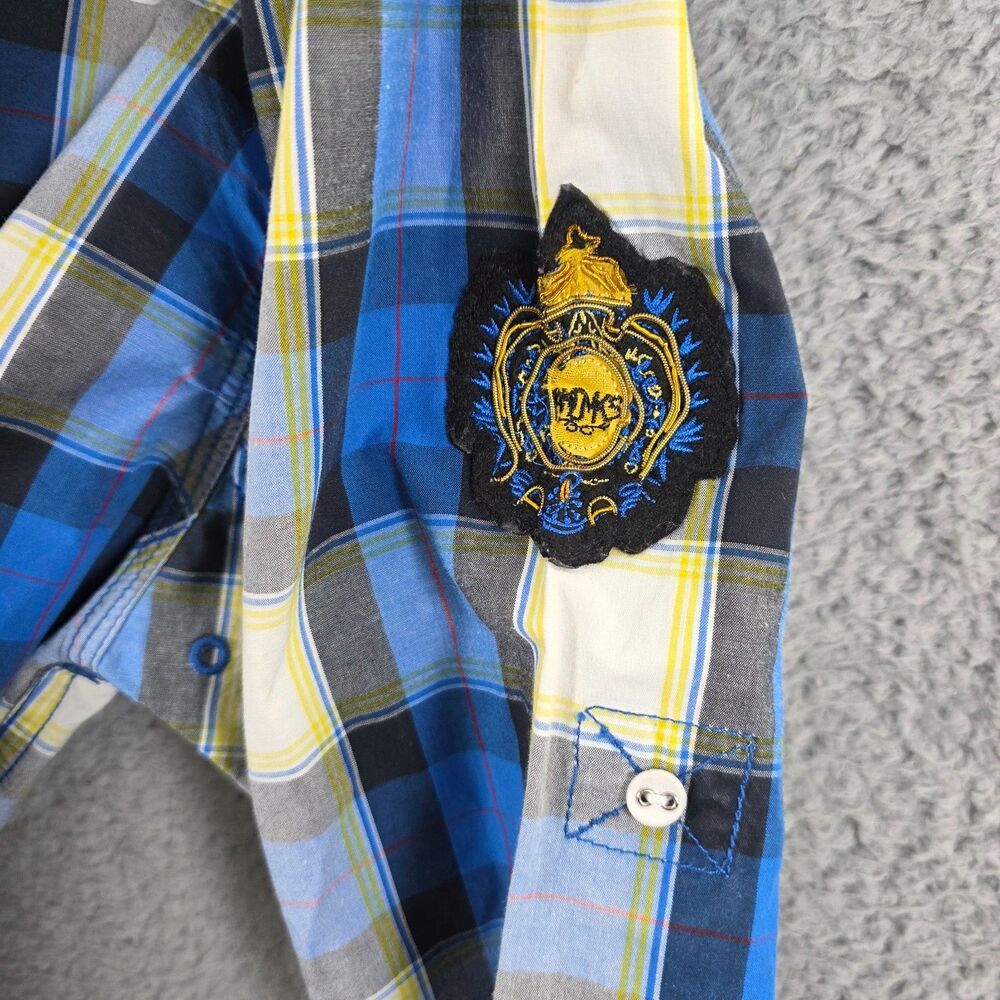 Akademiks Shirt Men's Plaid Blue White Button Up Long Sleeve AKDMKS Size 2XL - Picture 12 of 13